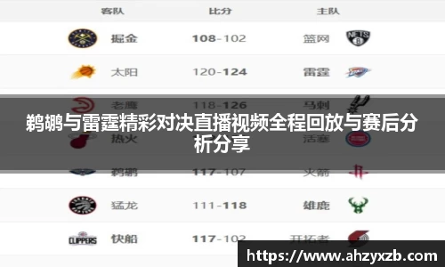 鹈鹕与雷霆精彩对决直播视频全程回放与赛后分析分享